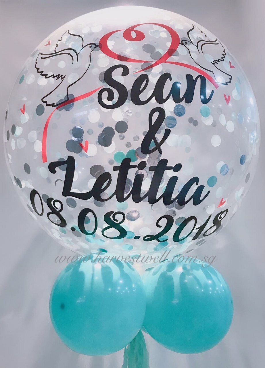 Personalized Jumbo Dove with Red Heart Helium Latex Balloon Singapore